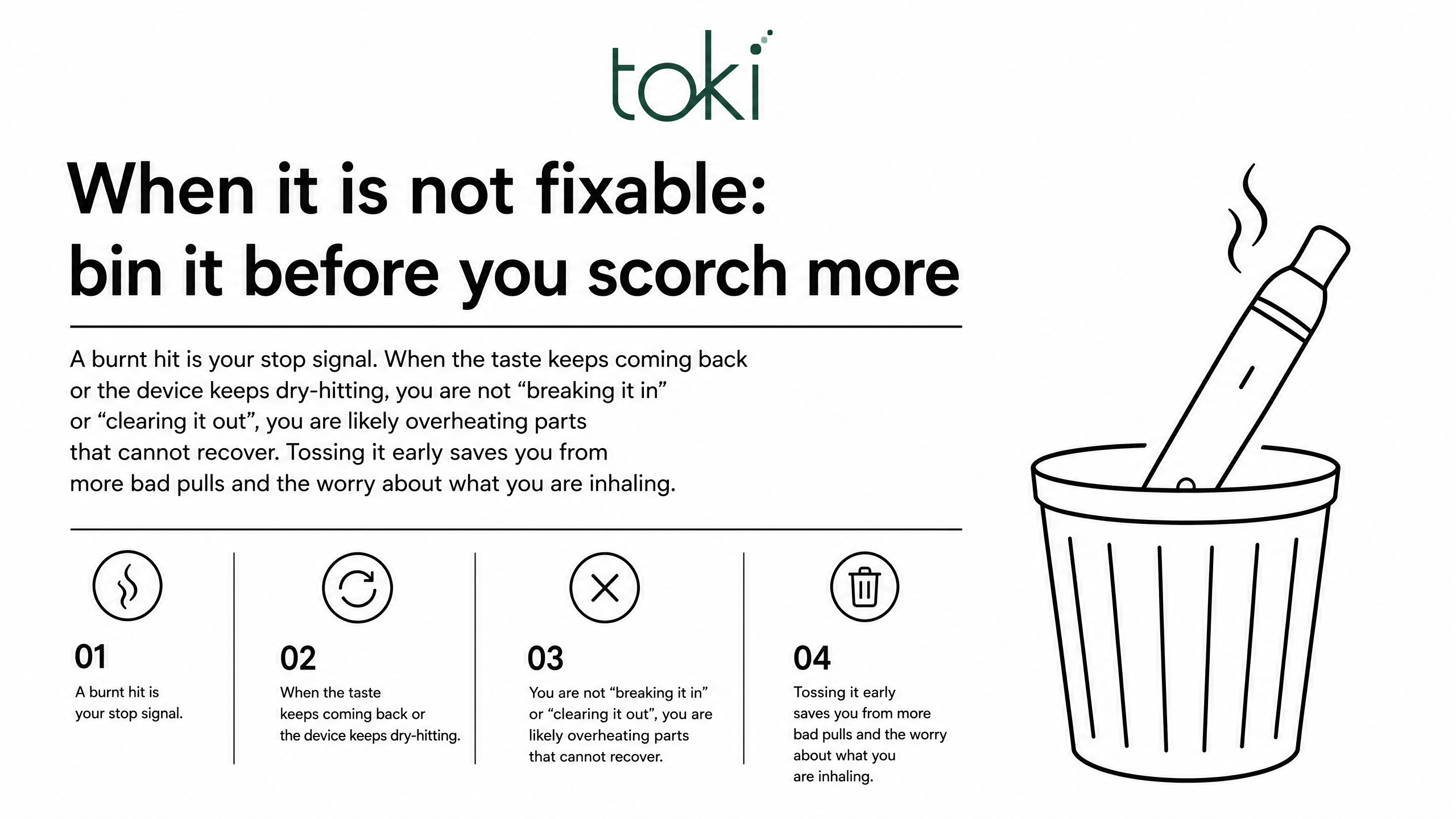 When it is not fixable: bin it before you scorch more
