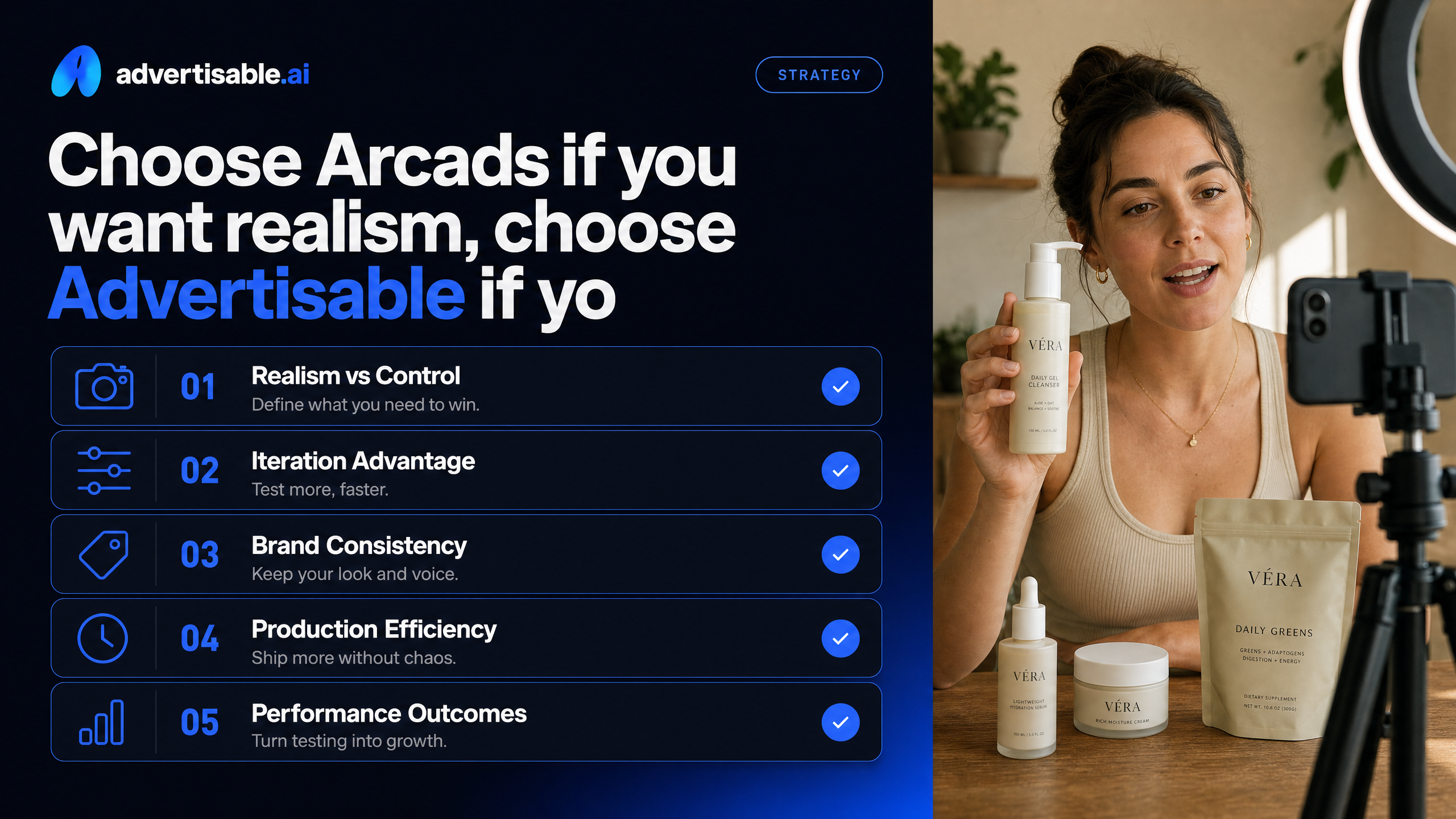Choose Arcads if you want realism, choose Advertisable if you want control