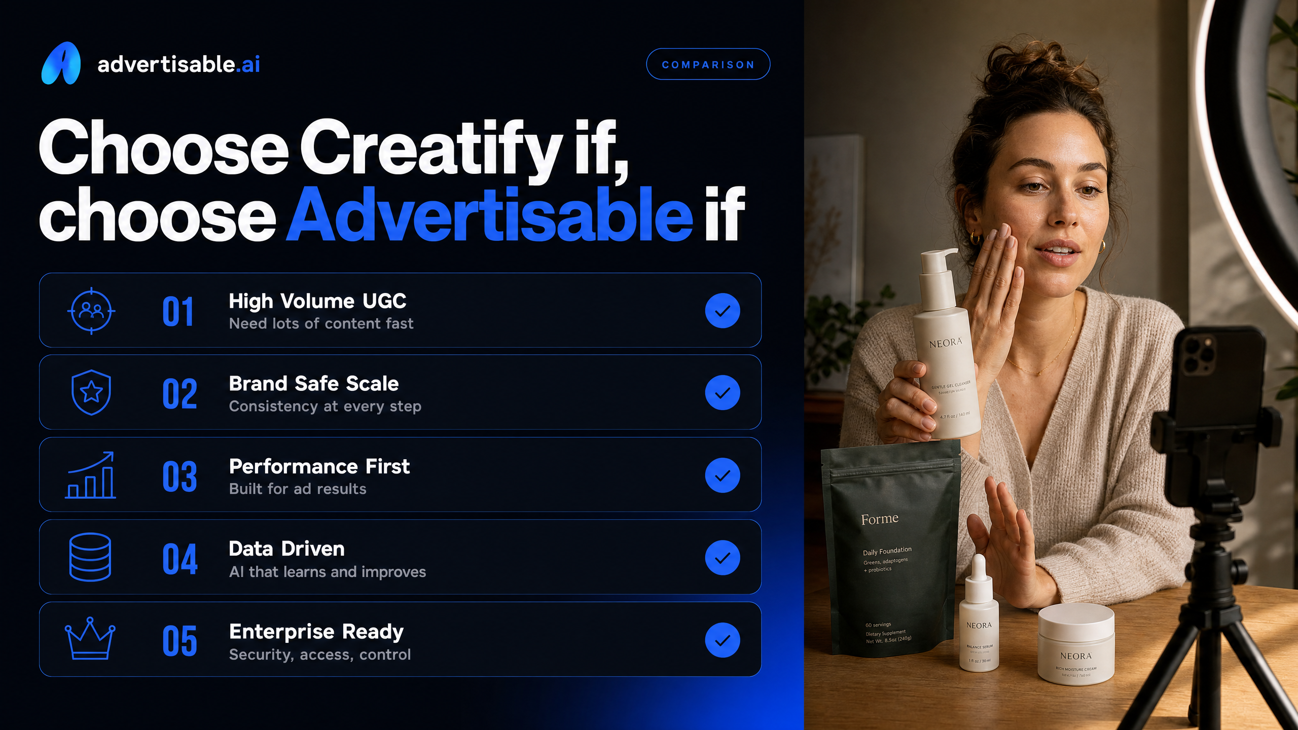Choose Creatify if, choose Advertisable if