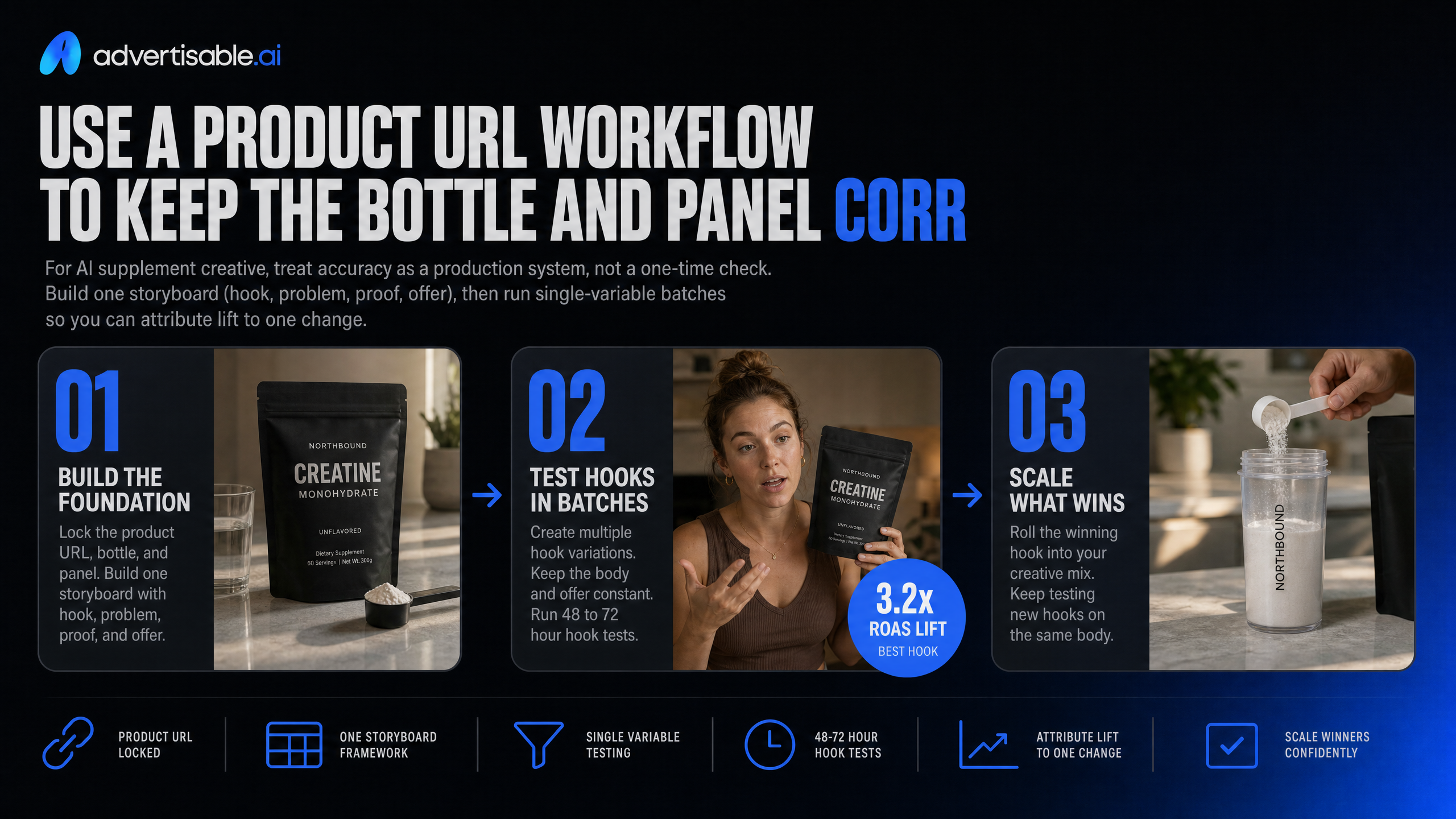 Use a product URL workflow to keep the bottle and panel correct