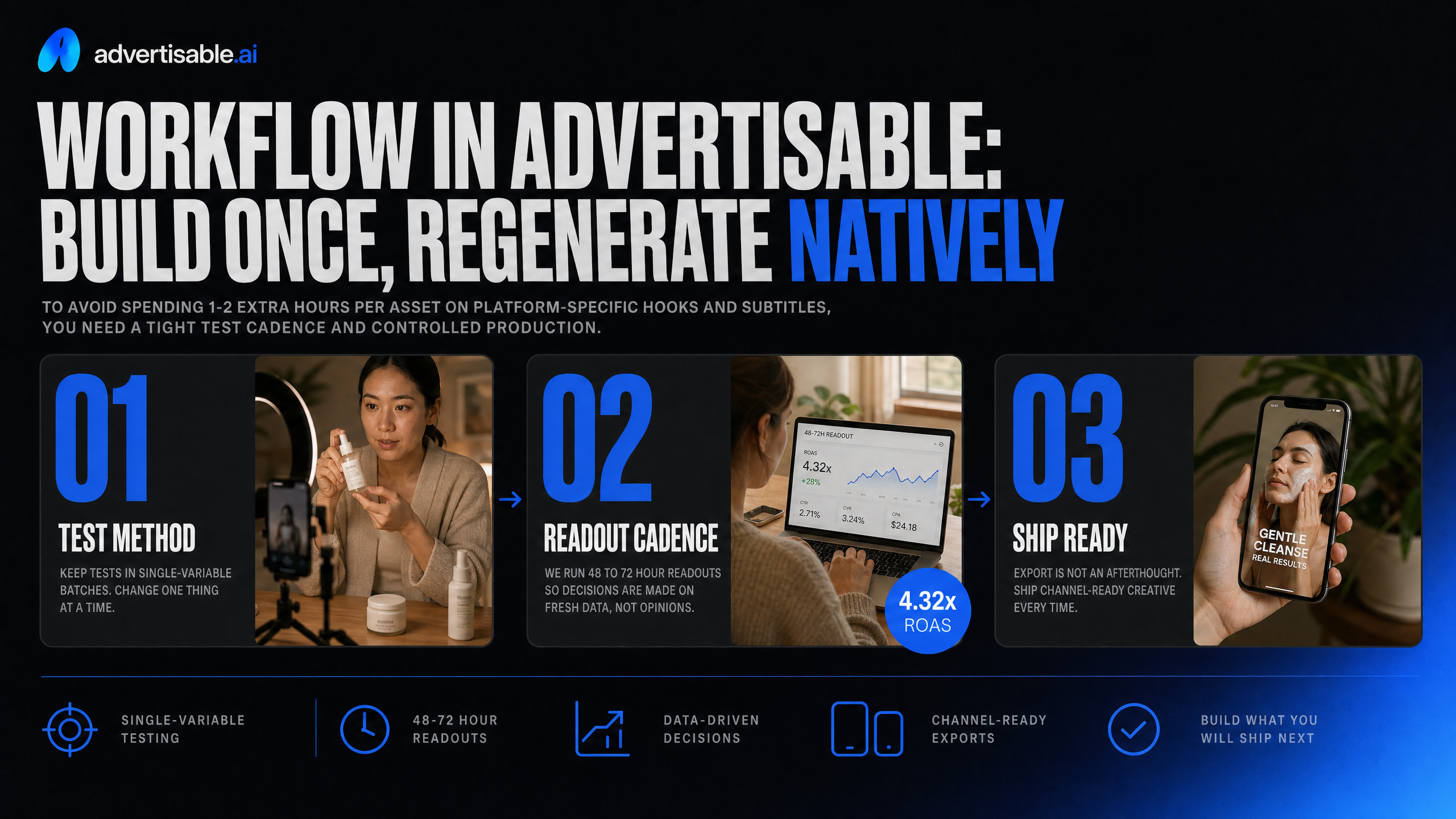 Workflow in Advertisable: build once, regenerate natively